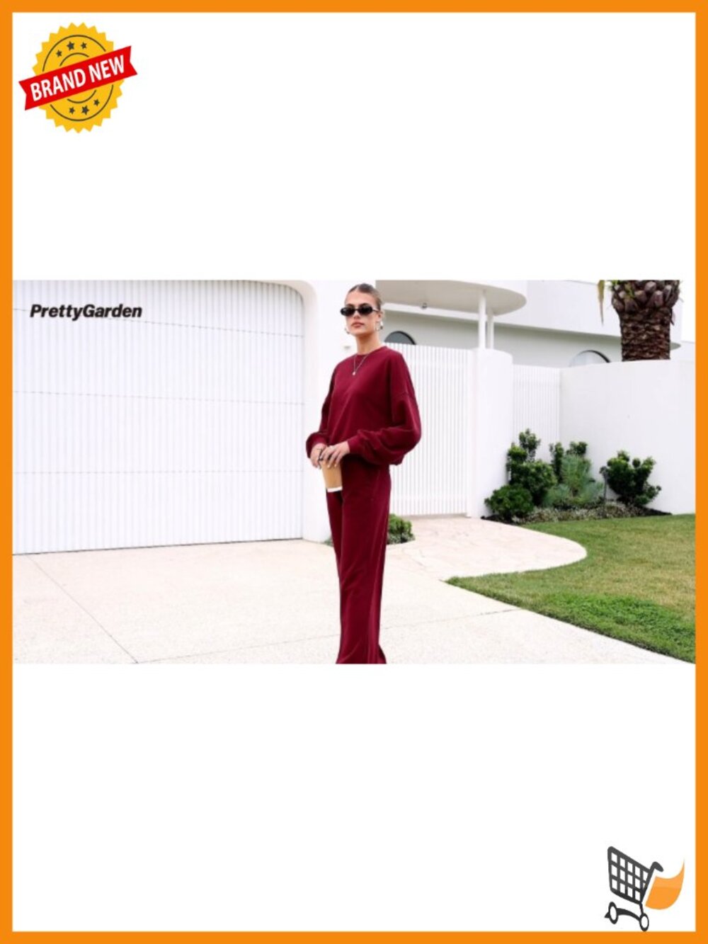 Women's 2 Piece Sweatsuit Lounge Set Wide Leg Sweatpants Fleece Pullover - Picture 6 of 6